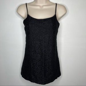 Loft Outlet Lace Front Spaghetti Strap Black Tank